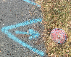 street markings with water access