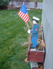 wooden soldier w/American flag