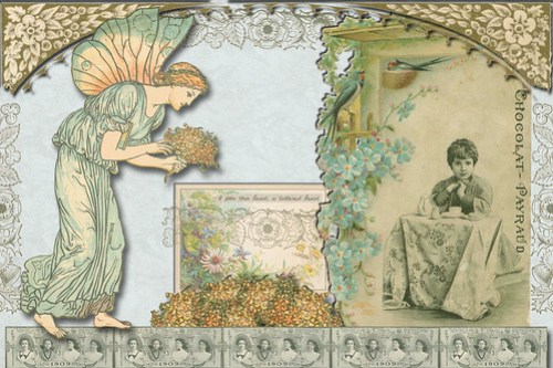"a poor torn heart" for Green Paper Collage Club